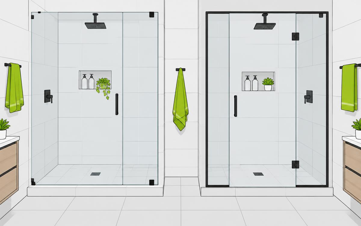 Illustration of frameless and semi-frameless screens side by side
